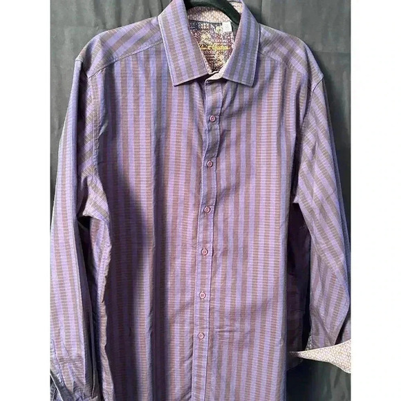 Men’s Robert Graham Purple Striped Button Down Shirt Size XL - Picture 1 of 5